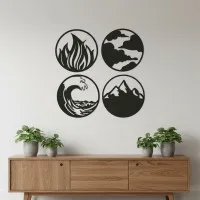 Four Elements Wall Art Set — Fire, Air, Water, Earth