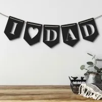 Holz-Girlande „I love Dad“ aus Birken-Sperrholz – 5 Wimpel