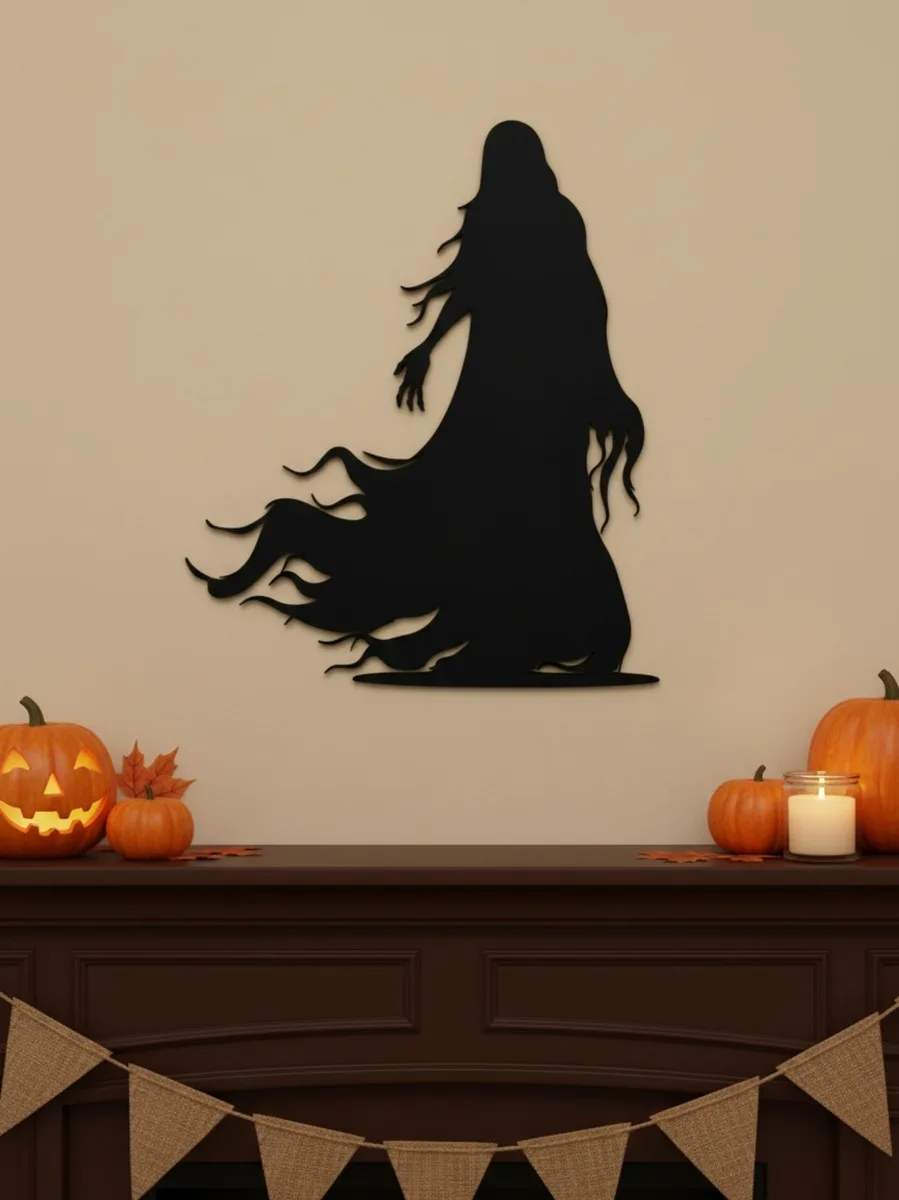 Banshee Wall Art – Wailing Woman Ghost Silhouette – Birch Plywood