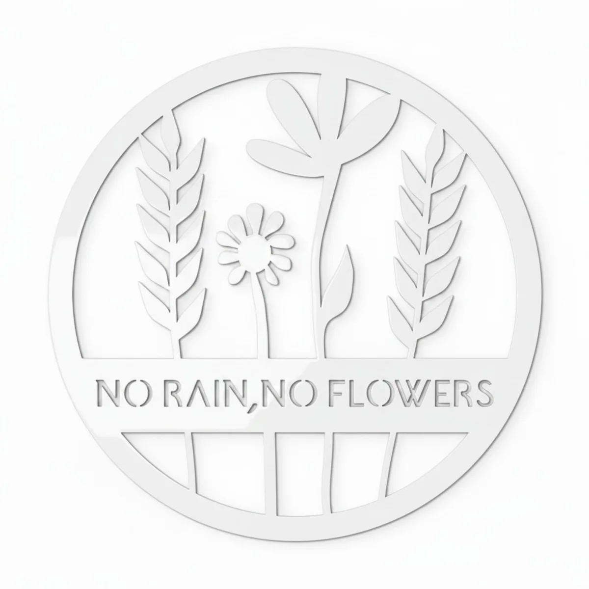 Déco murale en contreplaqué – No Rain No Flowers, ronde