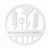 Déco murale en contreplaqué – No Rain No Flowers, ronde