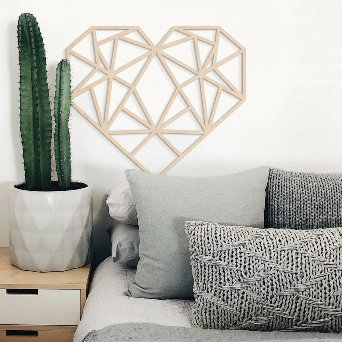 Origami Heart Wall Decor – Birch Plywood – 3 Sizes