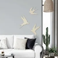 Déco murale en bois – Trio d'oiseaux – Contreplaqué de bouleau (3 pièces)