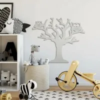 Déco murale en contreplaqué – Arbre aux deux chouettes