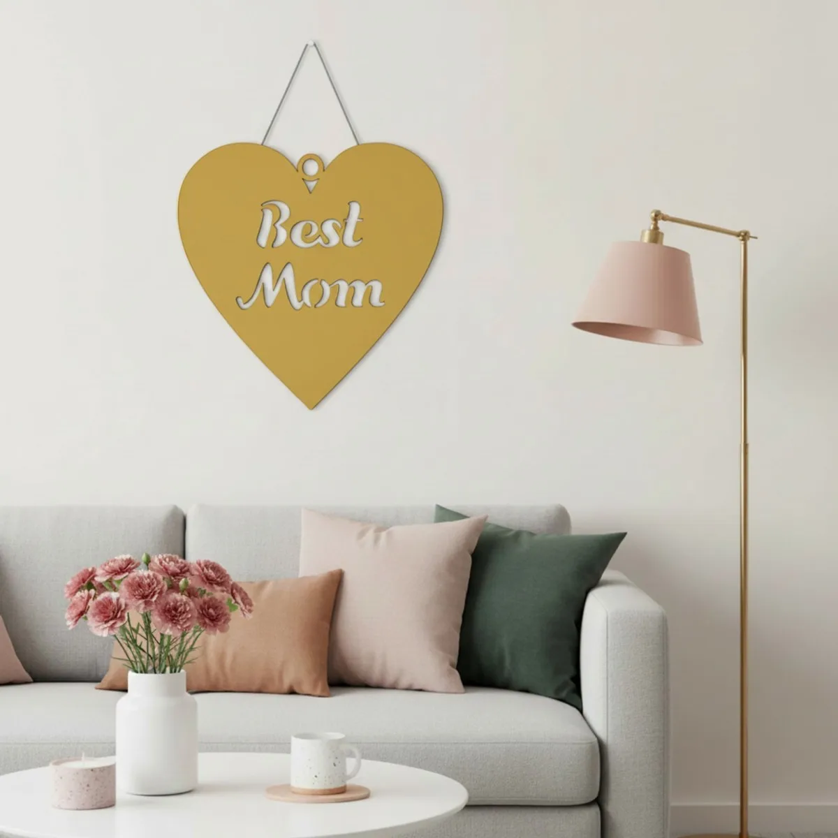 Déco murale en contreplaqué « Best Mom » en forme de cœur