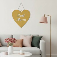 Déco murale en contreplaqué « Best Mom » en forme de cœur