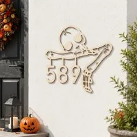 Halloween Skeleton House Number Sign – Custom Address Numbers, Skull & Bone