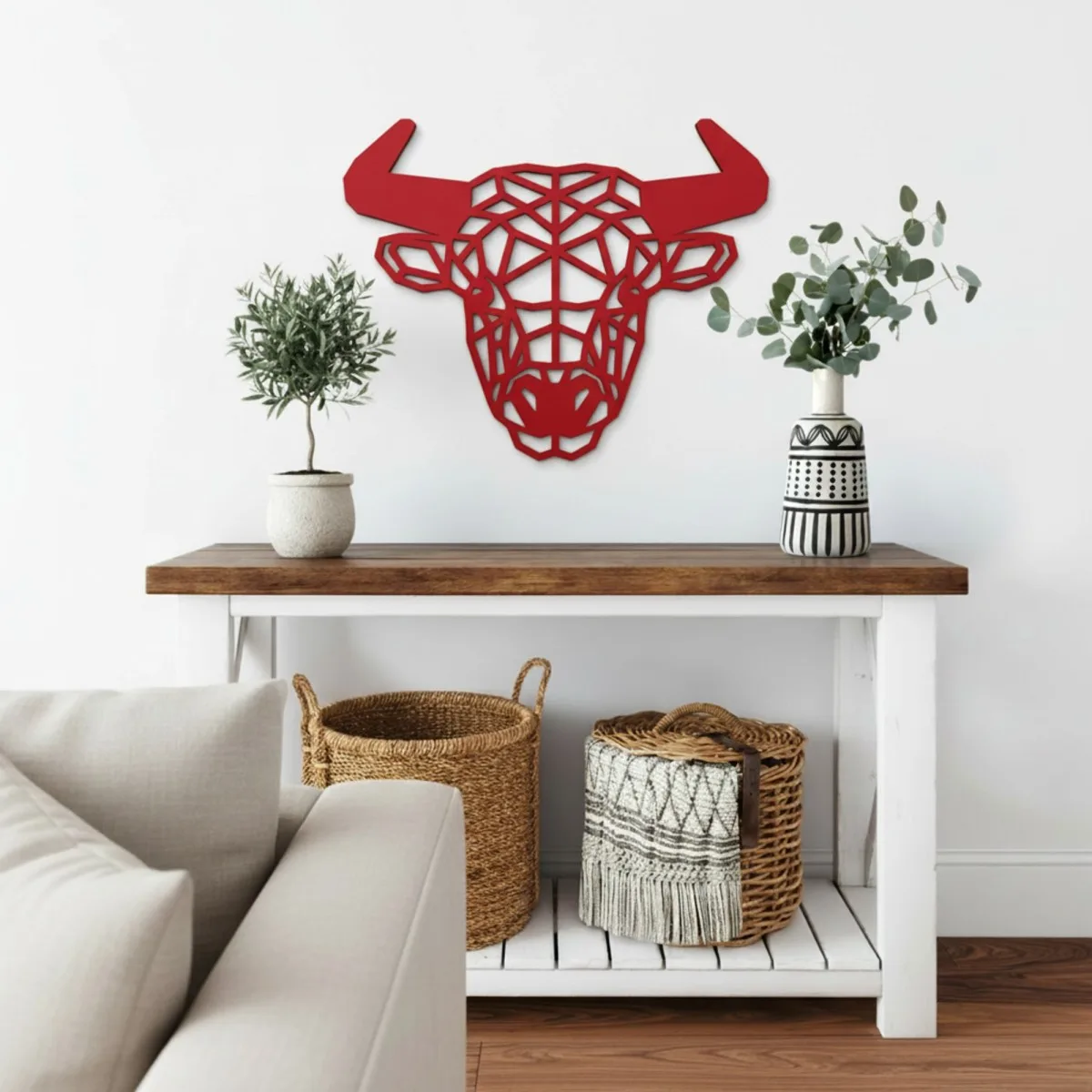 Wooden Origami Bull - Birch Plywood Wall Decor