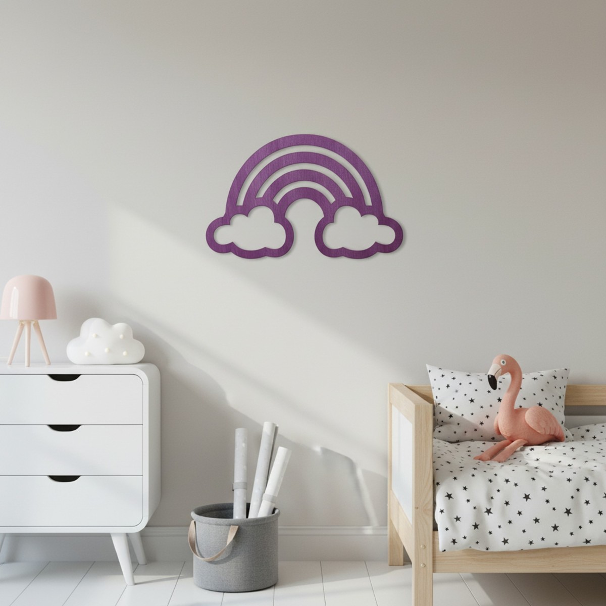 Rainbow with Clouds – Birch Plywood Wall Decor