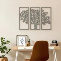 Wanddekoration aus Birken-Sperrholz – 3-teiliges Baum-Set 58x40 cm