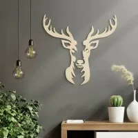 Deer Head Wall Decor – Birch Plywood – 40x42 cm