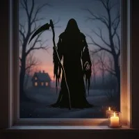 Tall Grim Reaper Wall Decor – Hooded Reaper with Scythe – Birch Plywood