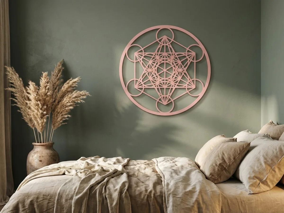 Round plywood decoration - Metatron's Cube