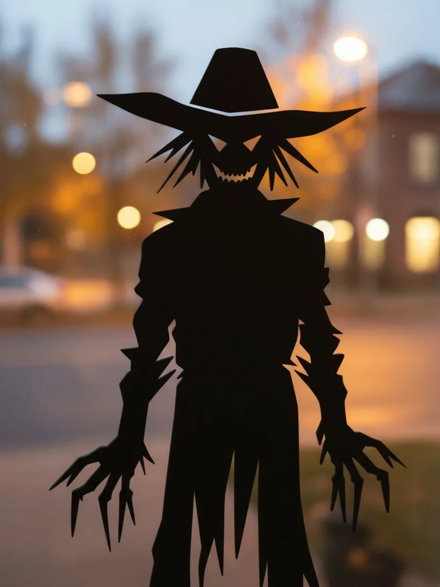 Déco murale épouvantail monstre d’Halloween avec griffes et paille – contreplaqué de bouleau