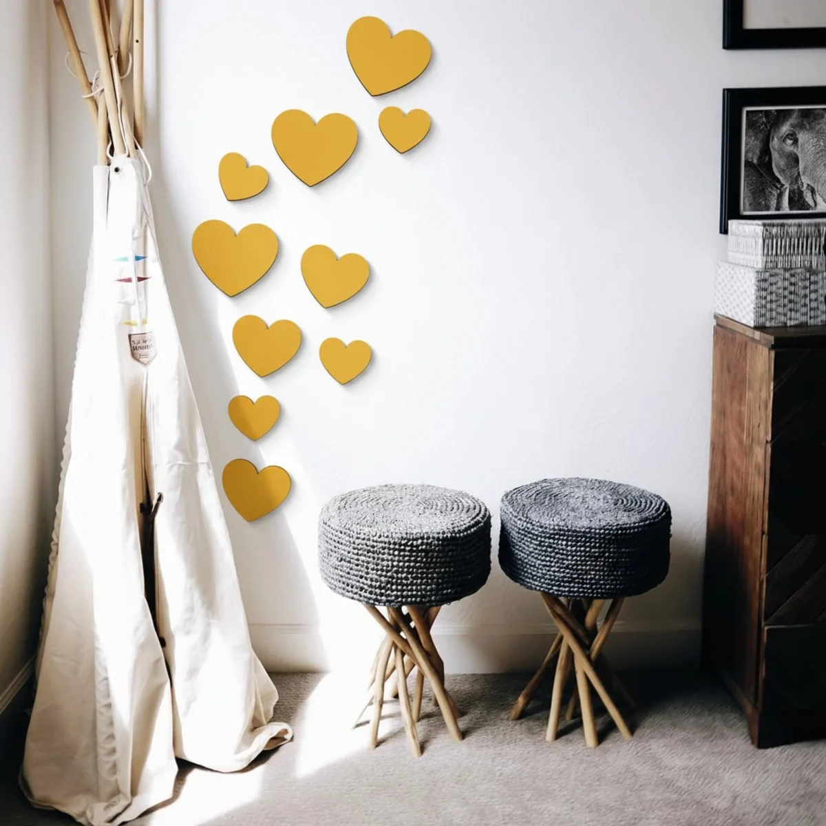 Birch Plywood Wood Wall Decoration - Hearts (10 pieces)
