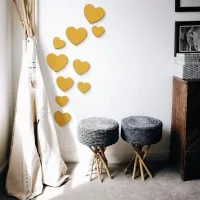 Birch Plywood Wood Wall Decoration - Hearts (10 pieces)