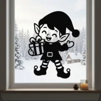 Christmas Elf with Gift Wall Decor – Birch Plywood