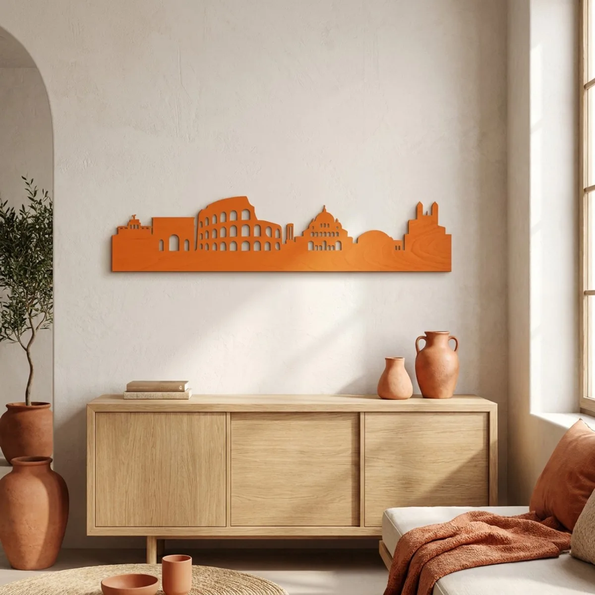 Sperrholz-Wanddekoration – Skyline von Rom