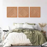Mountain Wall Art Set, 3 Panels – Laser-Cut Birch Plywood, 64x20 cm