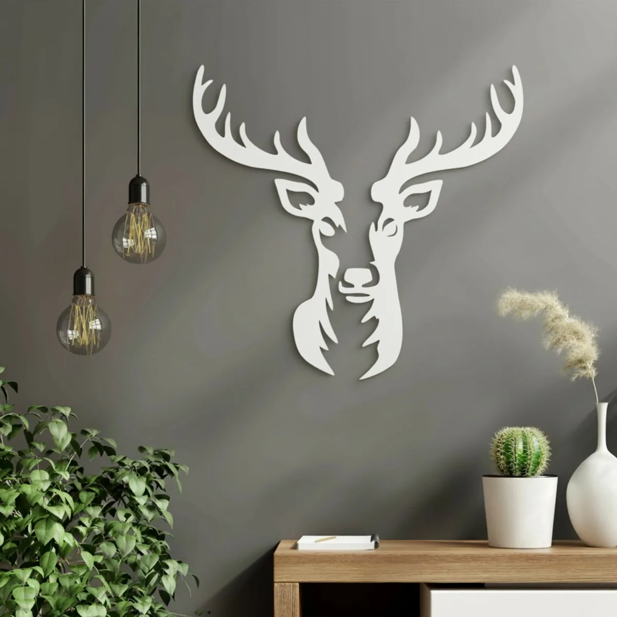 Deer Head Wall Decor – Birch Plywood – 40x42 cm