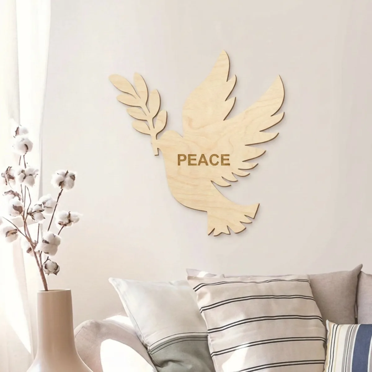 Dove of Peace Wooden Wall Decor – Birch Plywood Bird Silhouette