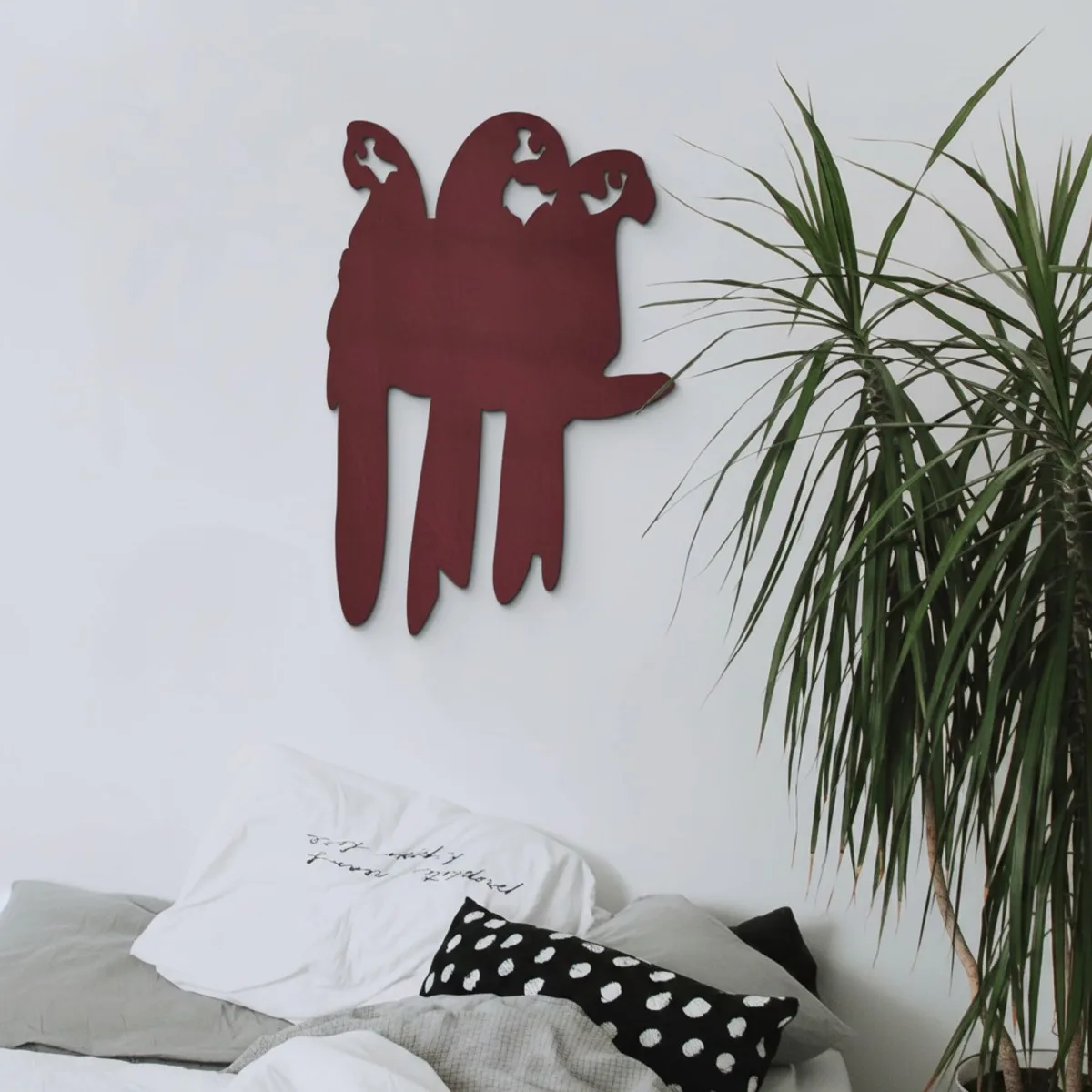 Décoration en bois - Trio de perroquets sur une branche - Contreplaqué de bouleau