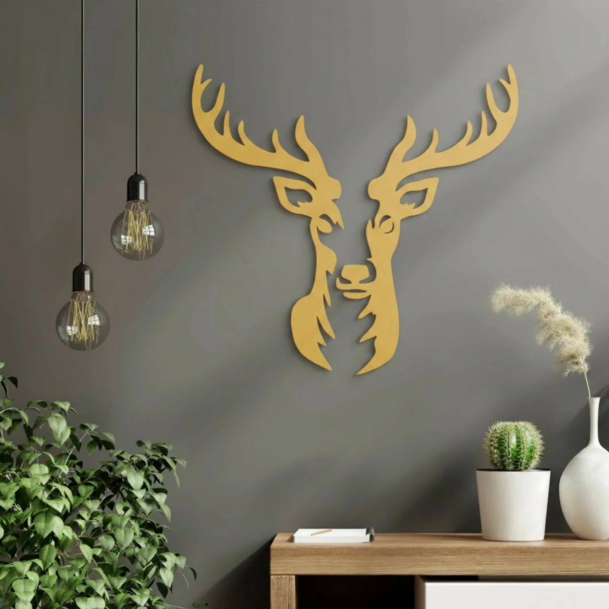 Deer Head Wall Decor – Birch Plywood – 40x42 cm