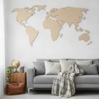 Plywood World Map Wall Decor