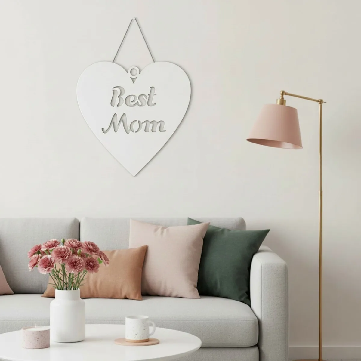 Déco murale en contreplaqué « Best Mom » en forme de cœur
