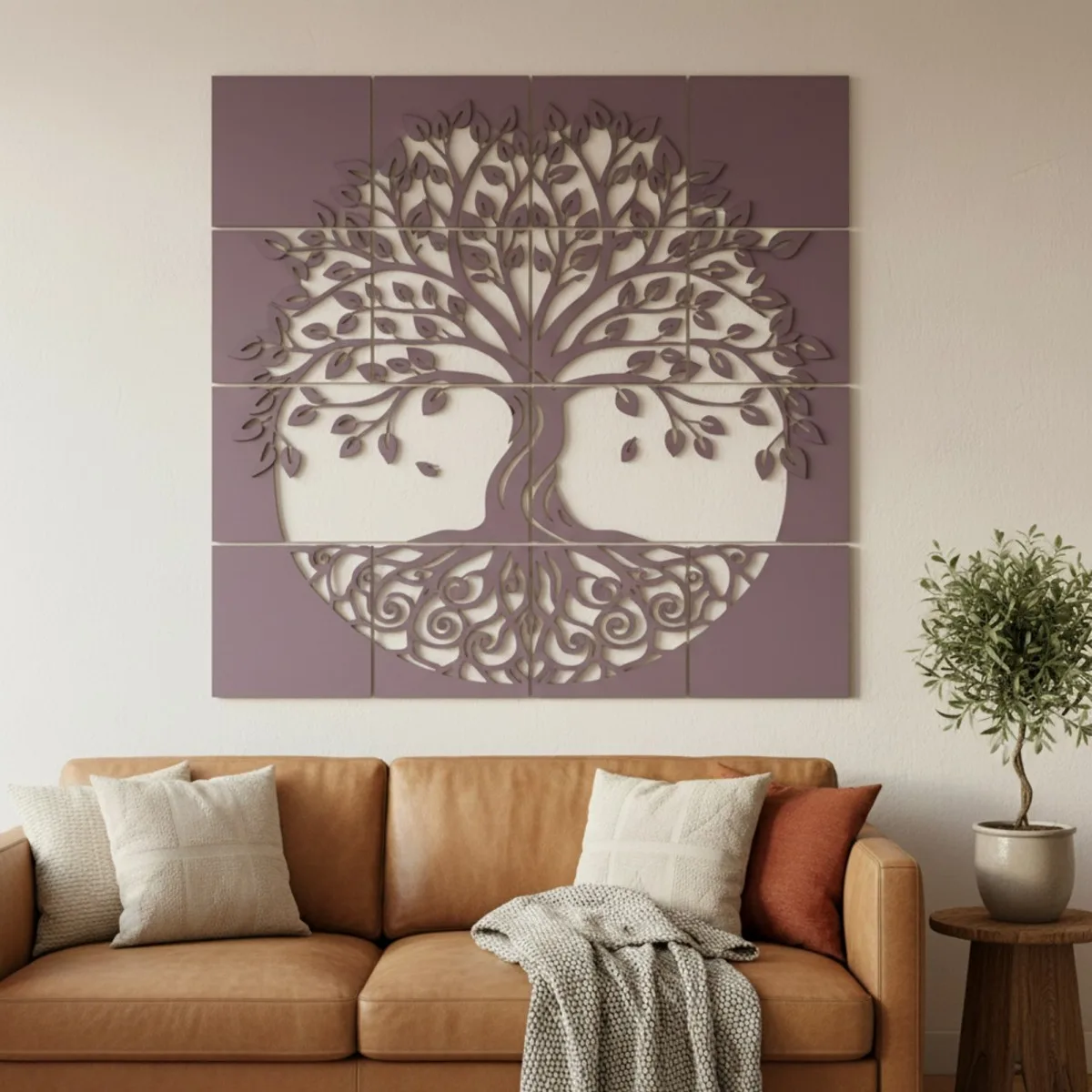 Set de décoration murale en contreplaqué « Arbre de vie » XXL (19 pièces)