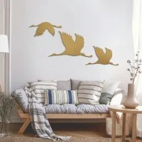 Décoration murale « Vol de Grues », set de 3 – Contreplaqué de bouleau