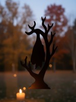 Bat on Tree Wall Art – Sleeping Bat Hanging on a Bare Spooky Tree – Birch Plywood