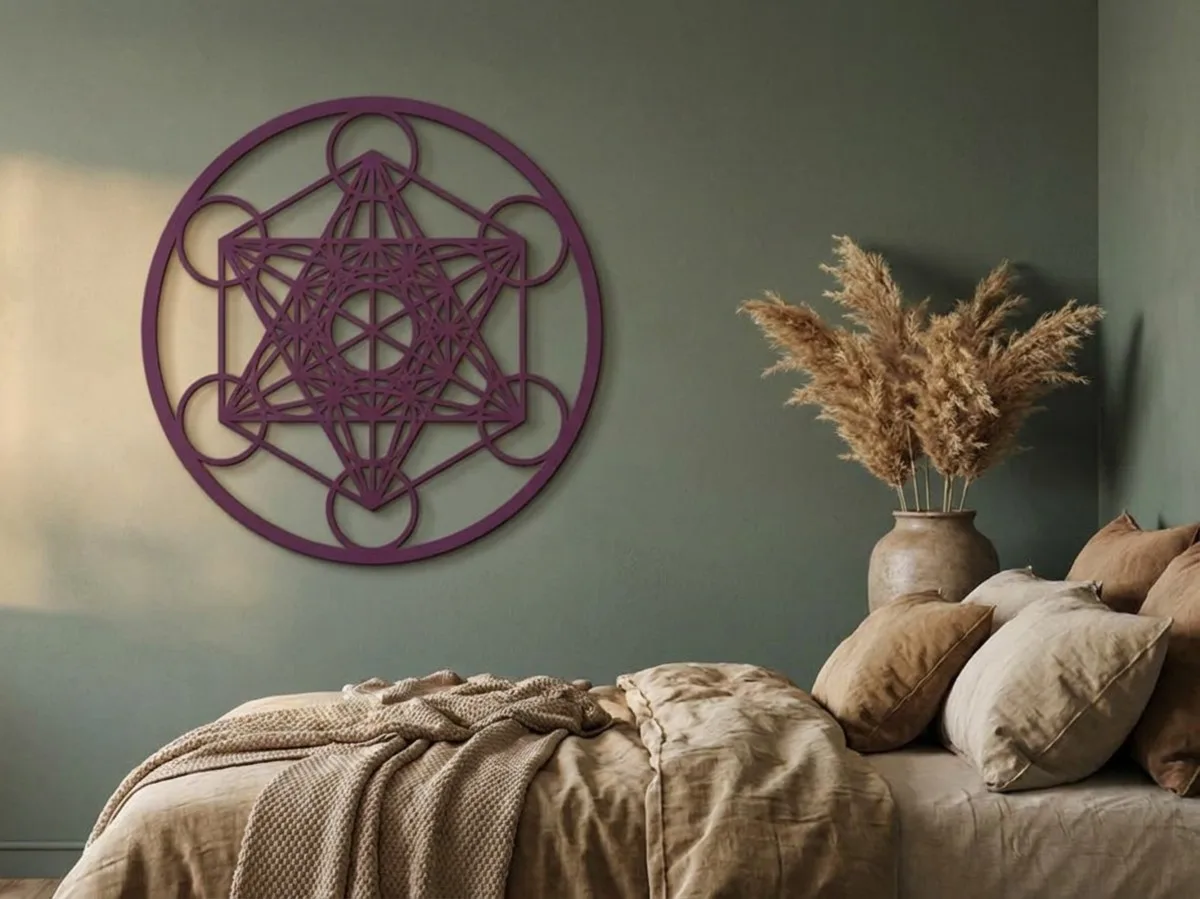 Round plywood decoration - Metatron's Cube