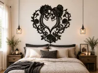 Wooden Heart Wall Art With Skulls