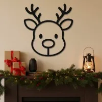 Reindeer Head Line Art Wall Decor – Birch Plywood