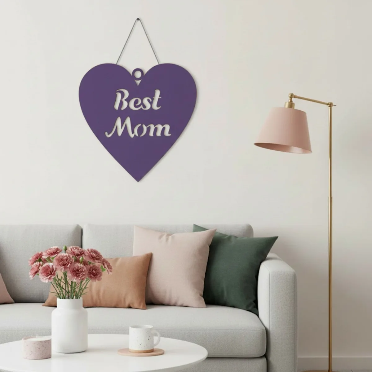 Déco murale en contreplaqué « Best Mom » en forme de cœur