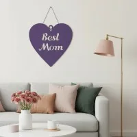 Déco murale en contreplaqué « Best Mom » en forme de cœur