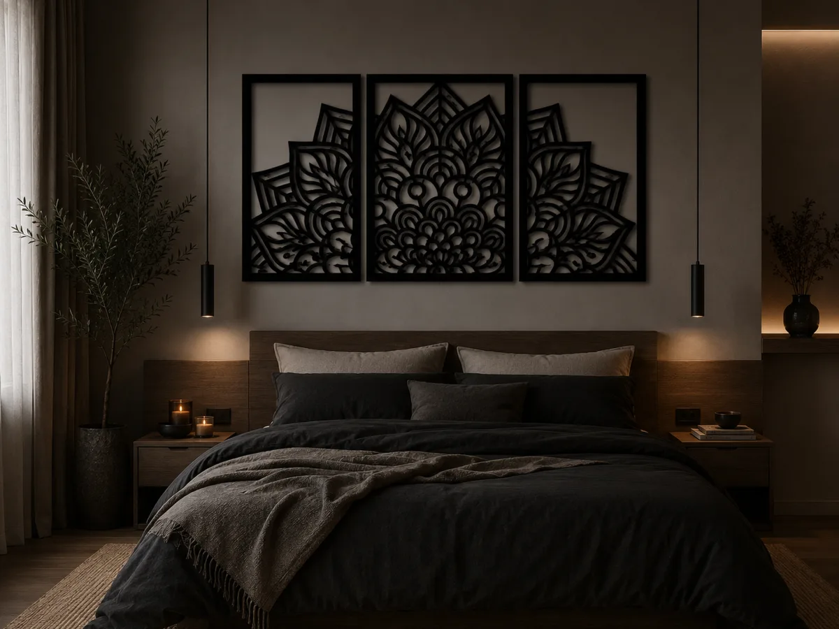 Plywood Mandala Triptych Panel