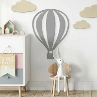Wanddekoration aus Birkenfurnier - Heißluftballon mit vertikalen Linien