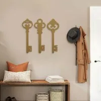 Décoration murale clés vintage en bois (lot de 3) – contreplaqué de bouleau