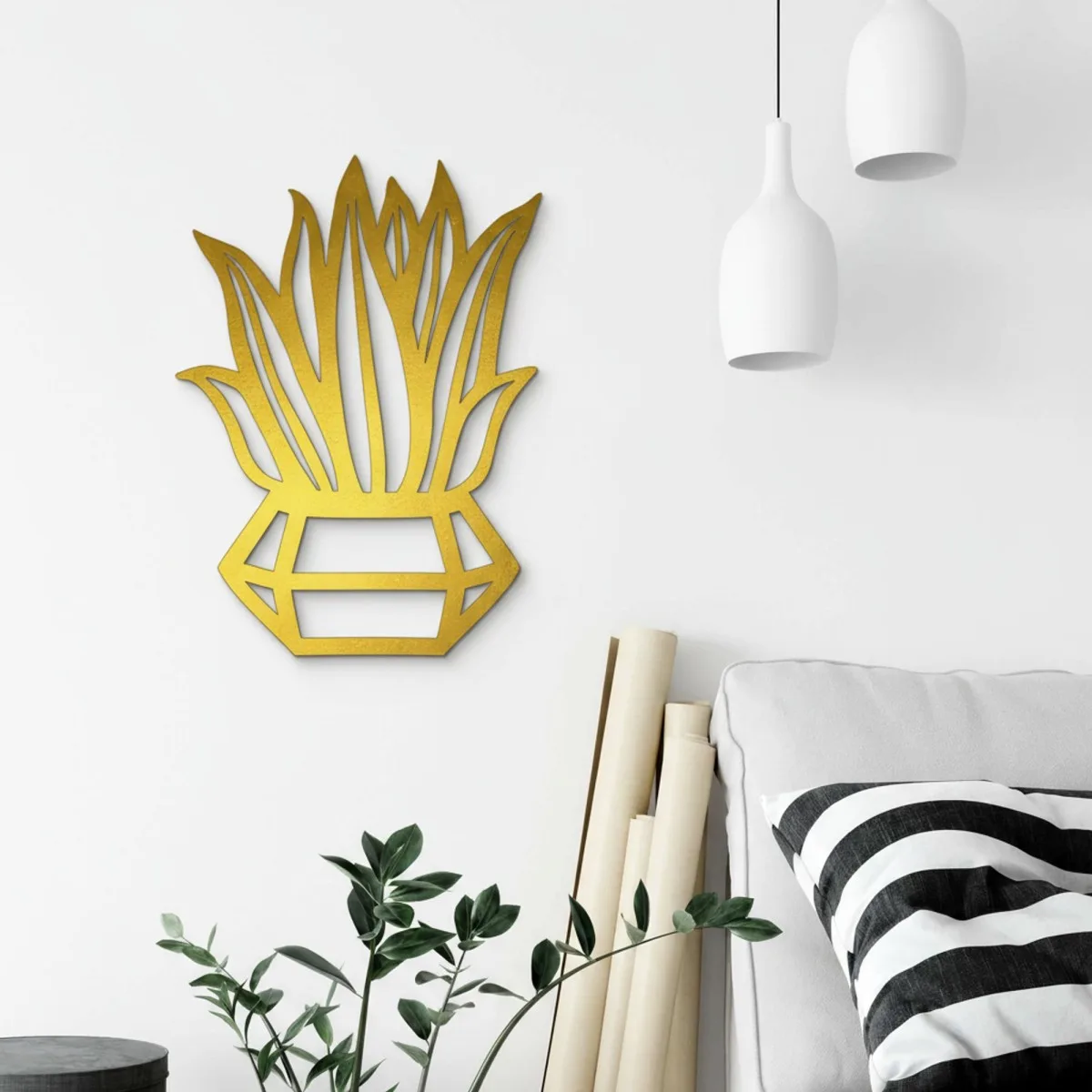 Diamond Potted Plant Wall Decor – Laser-Cut Birch Plywood