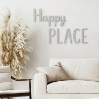 Houten woorden „Happy Place” van berkenmultiplex – wanddecoratie