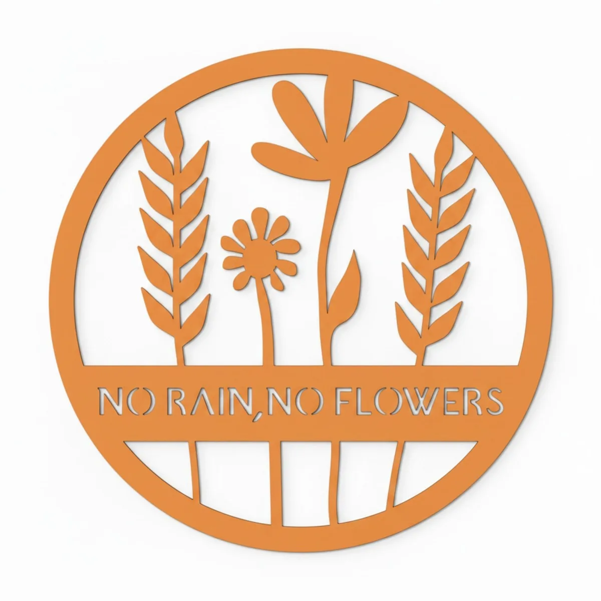 Déco murale en contreplaqué – No Rain No Flowers, ronde