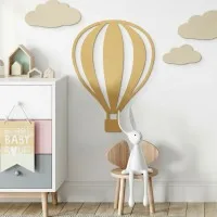 Wanddekoration aus Birkenfurnier - Heißluftballon mit vertikalen Linien