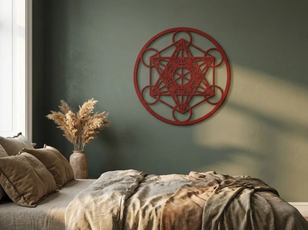 Round plywood decoration - Metatron's Cube