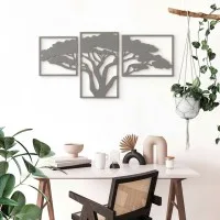 Houten wanddecoratie: Afrikaanse boom (3 delen) – Berken multiplex