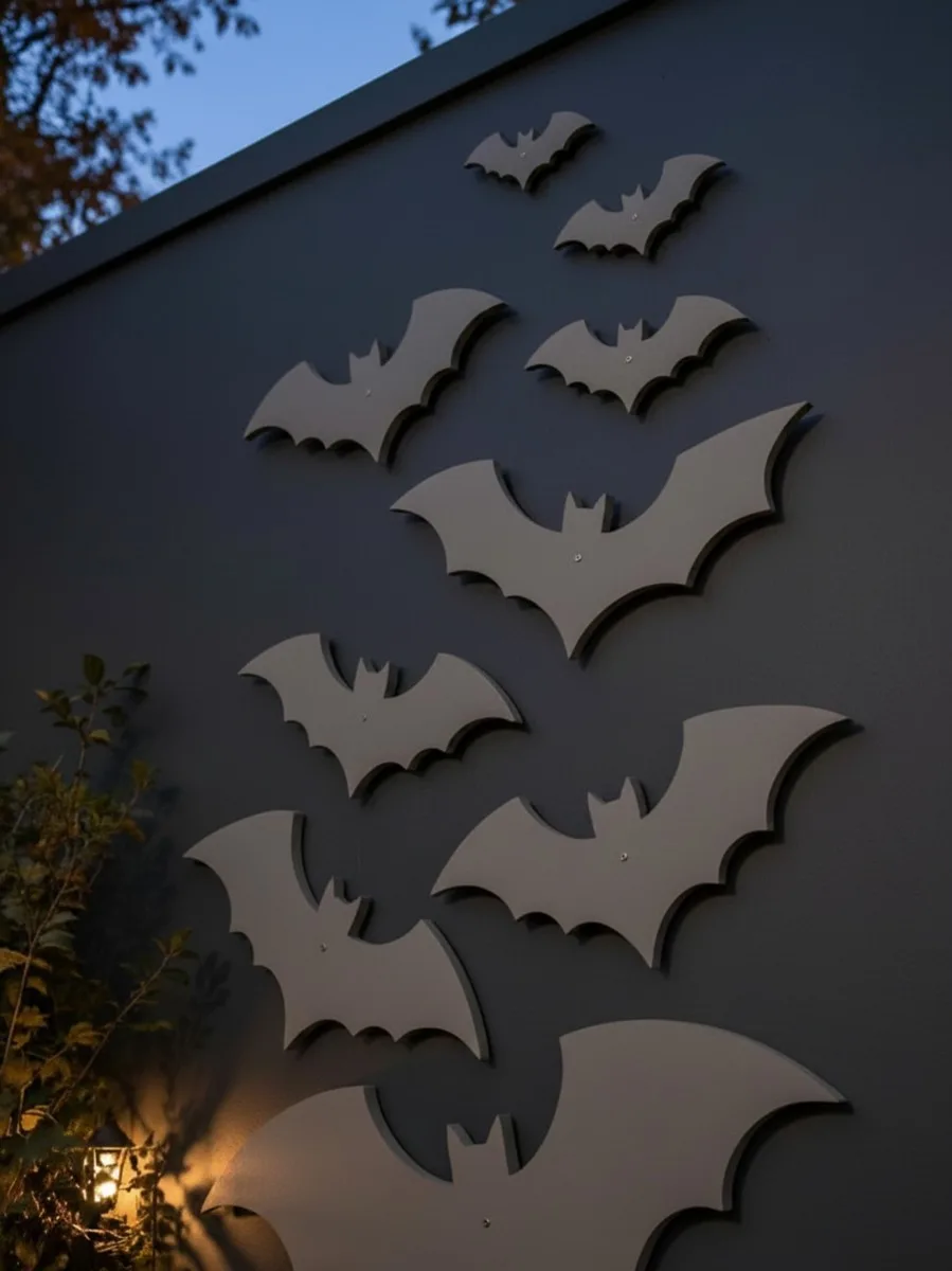 Halloween Bats Wall Decor Set – 10 Plywood Bats 15–60 cm
