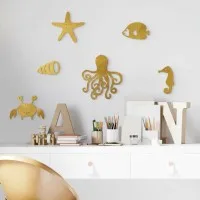 Wooden Marine Animal Decor (6 pieces) - Birch Plywood - 50x30 cm