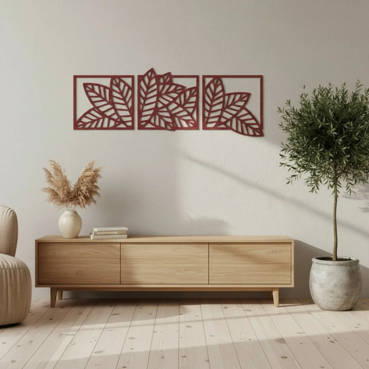 Leaf Set (3 pieces) – Birch Plywood Botanical Wall Decor