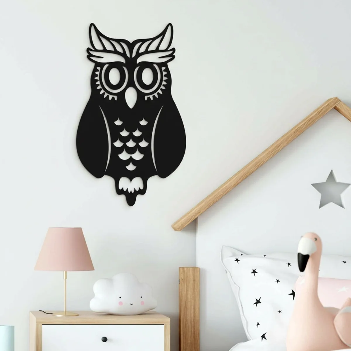 Décoration murale chouette en contreplaqué de bouleau – découpe ajourée